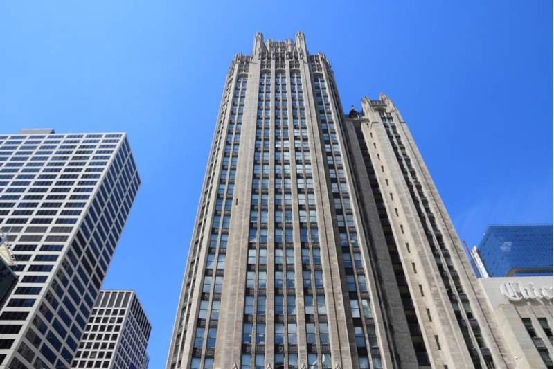 Le bâtiment néo-gothique de la Tribune Tower à Chicago