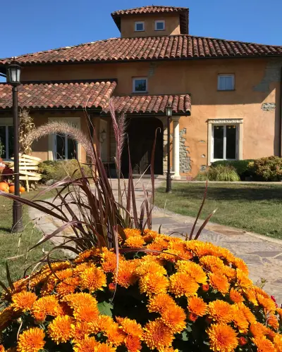 Une maison de vigne avec des fleurs