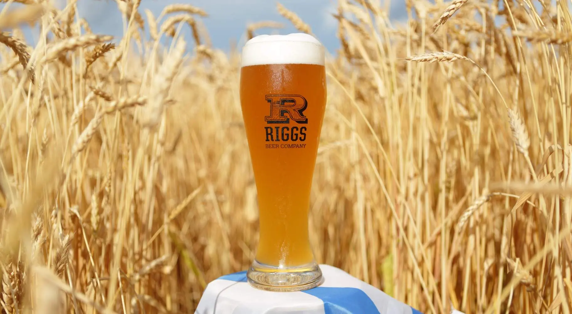 Bière Riggs au milieu d'un champ.