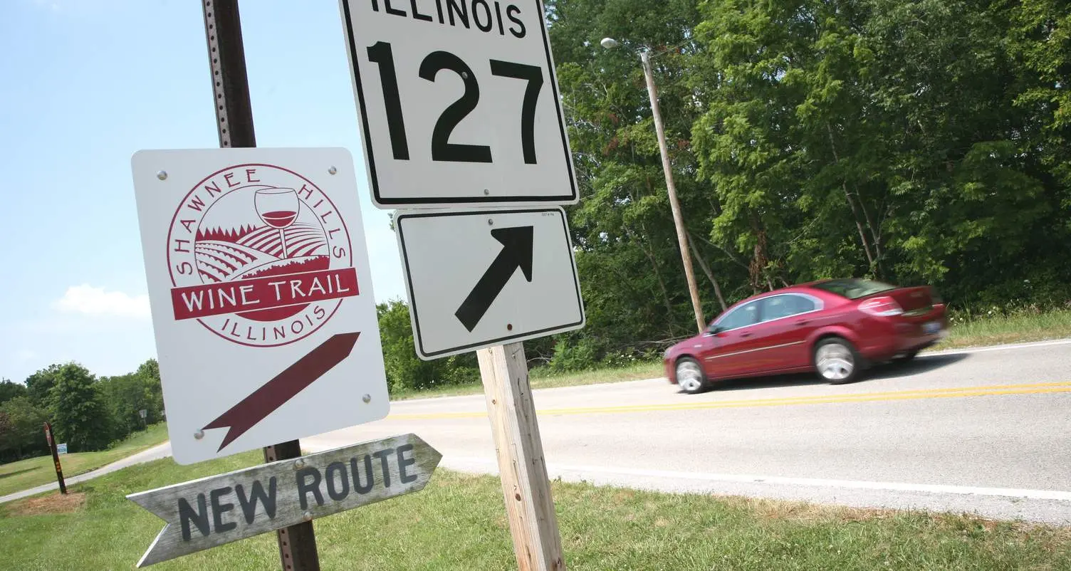 Panneau pour la route des vins de Shawnee Hills