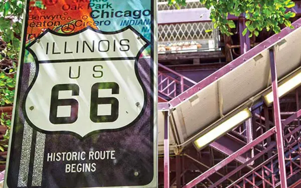 Le panneau de la Route 66 à Chicago, qui indique le début de la route historique.