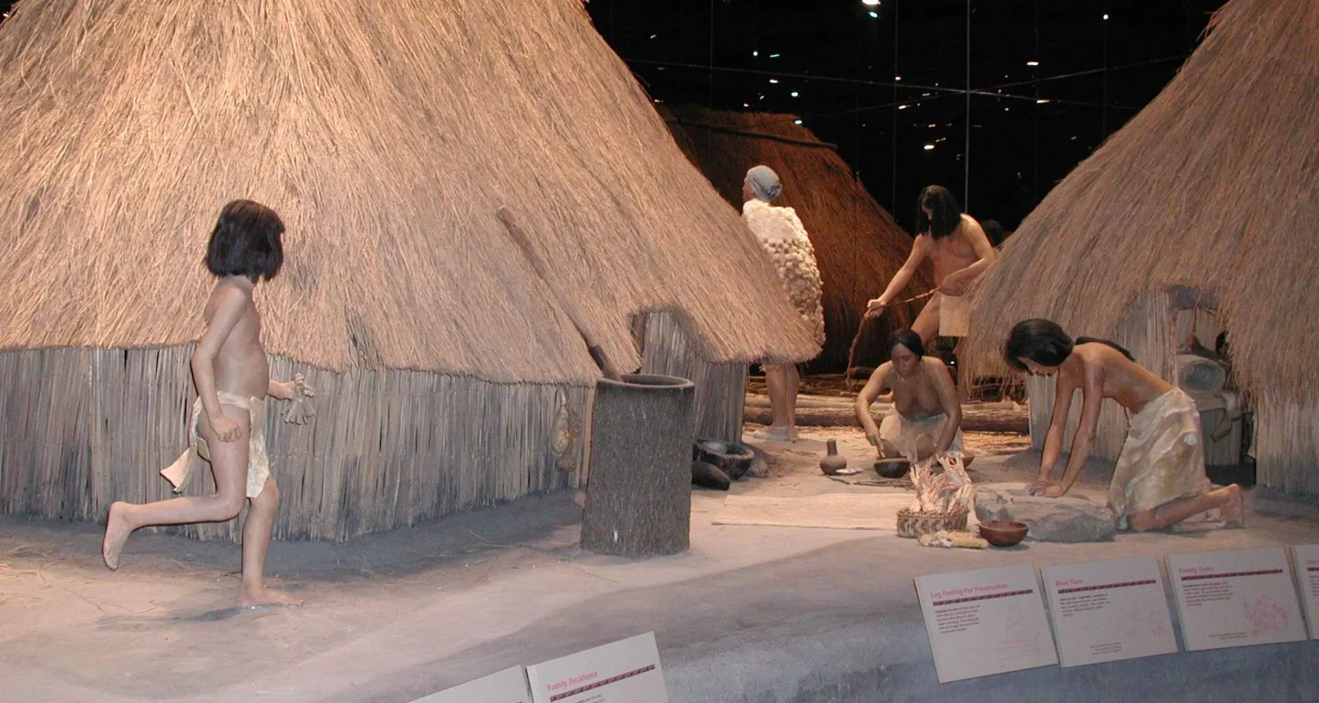 Scène de village de Cahokia Mounds.