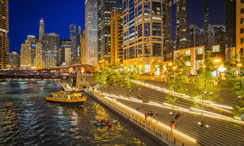 Vue de la promenade de Chicago la nuit