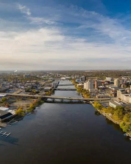 Vue aérienne de la ville de Rockford
