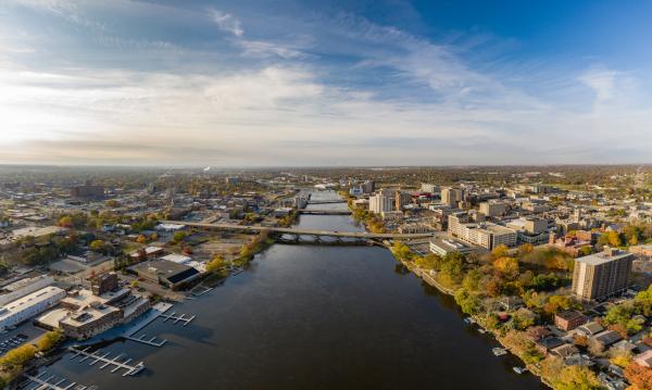 Vue aérienne de la ville de Rockford