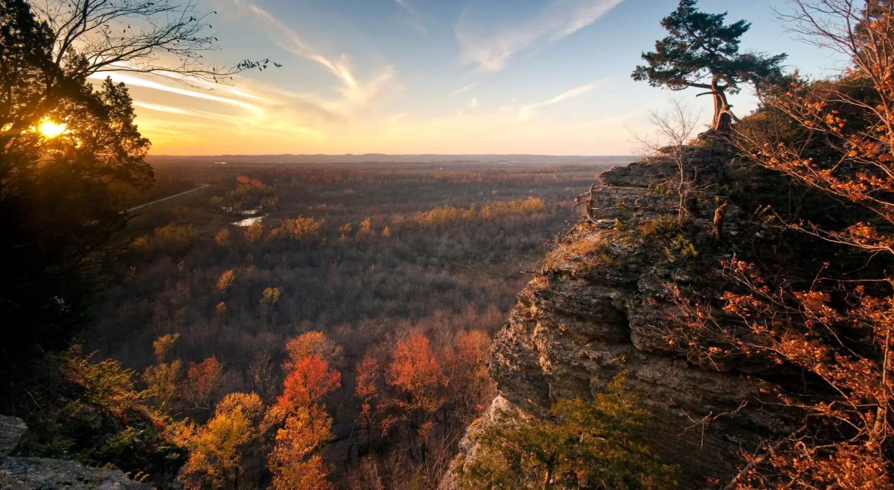 Coucher de soleil sur la forêt nationale de Shawnee