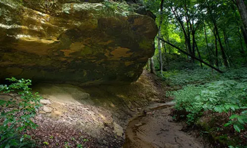Une grotte rocheuse dans la forêt