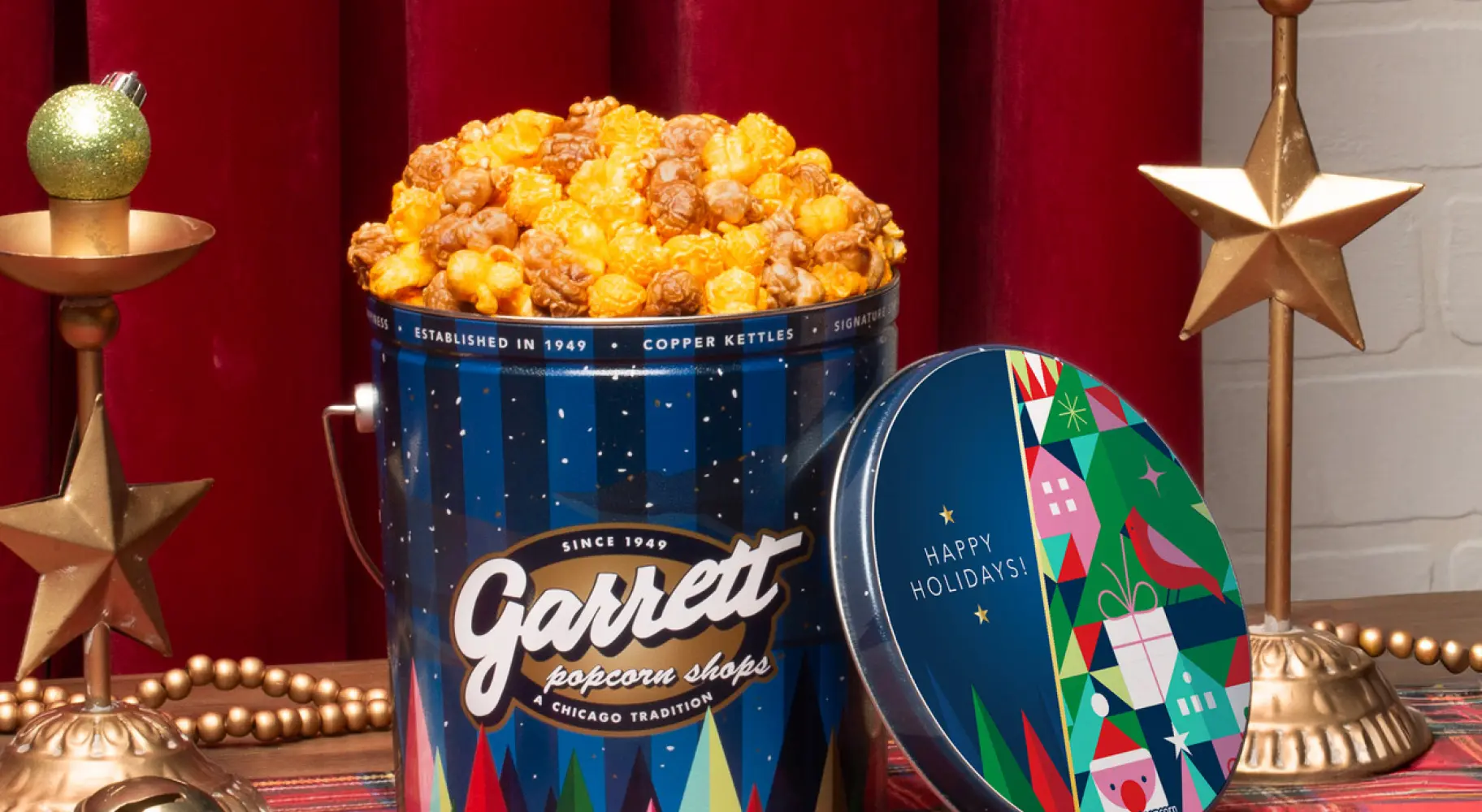 Boîte à popcorn Garrett Happy Holidays