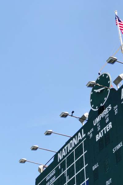 Partie du tableau d'affichage de Wrigley Field, le stade des Cubs de Chicago