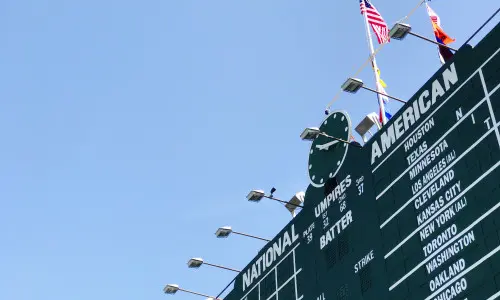 Partie du tableau d'affichage de Wrigley Field, le stade des Cubs de Chicago